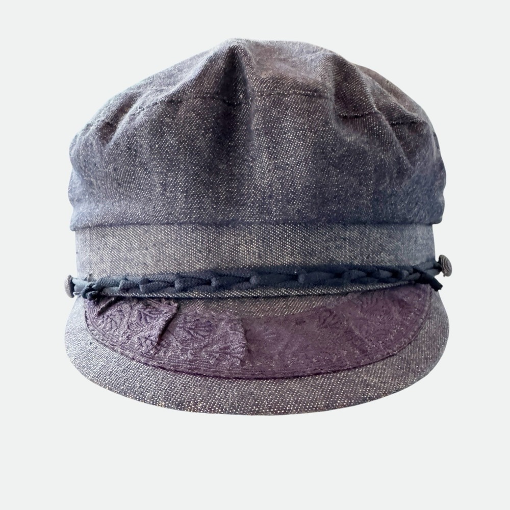 Vintage Authentic Greek Fisherman's Cap Cotton Blue Grey